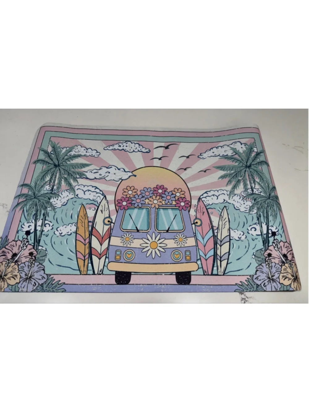 NEW Coastal Surf Bath Rug Spring Bathroom Mat Non-Slip Rubber Backing 16x24”